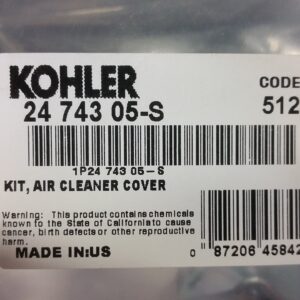 Kohler Part # 24 743 05-S KIT, AIR CLEANER COVER