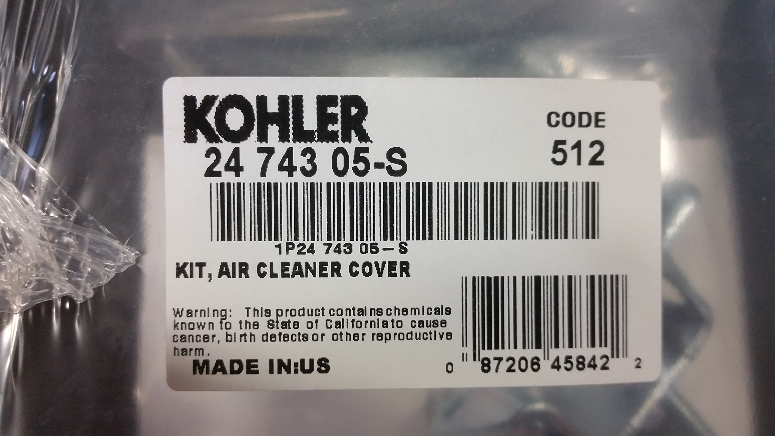 Kohler Part # 24 743 05-S KIT, AIR CLEANER COVER