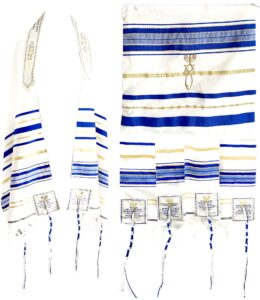 holy land market new covenant prayer shawl with bag, card & tallit brochure, soft fabric, 72x22 inches for women and men