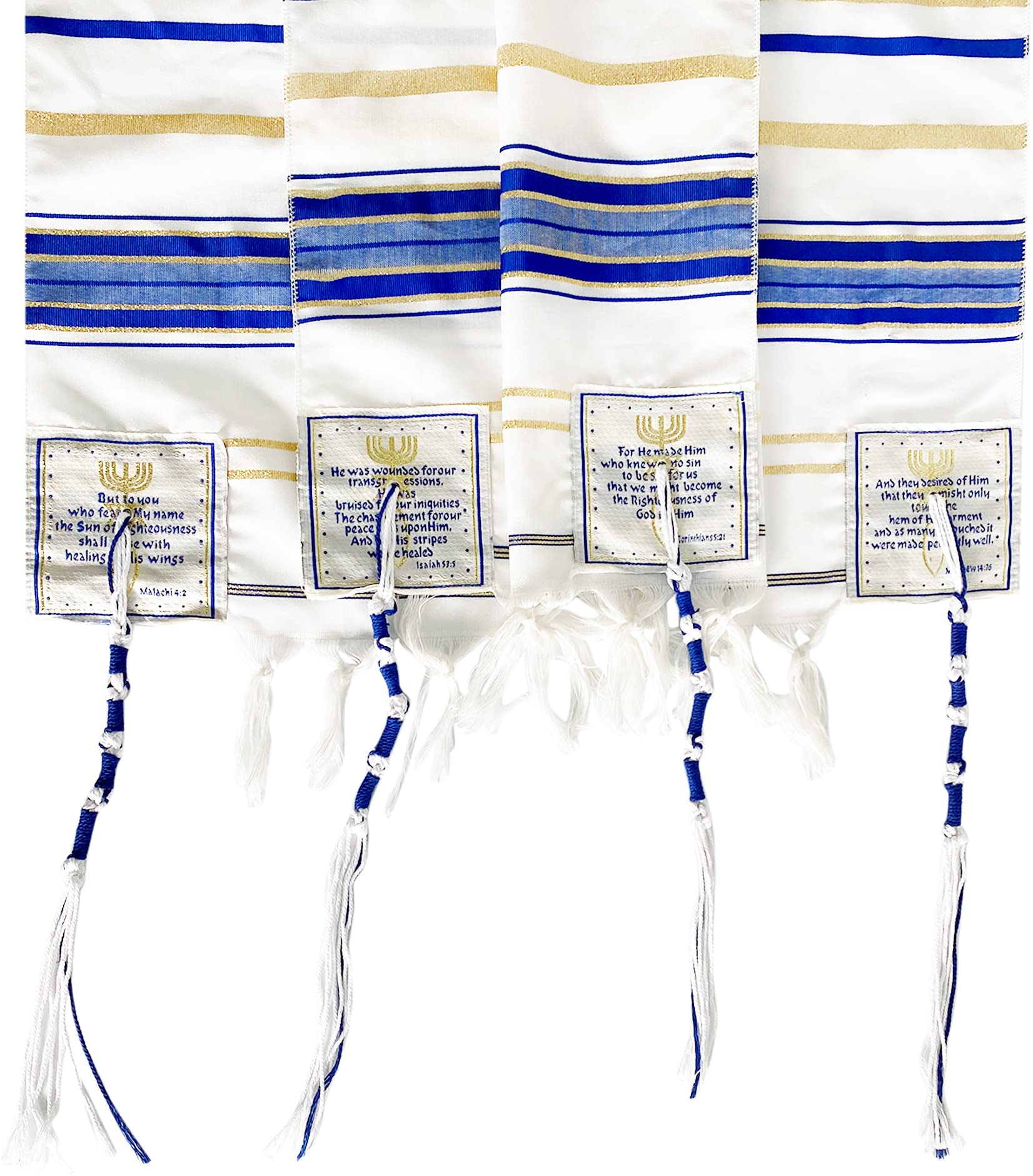 Holy Land Market New Covenant Prayer Shawl with Bag, Card & Tallit Brochure, Soft Fabric, 72x22 Inches for Women and Men