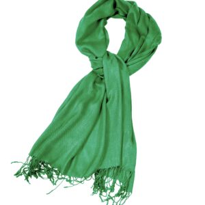 Sakkas Large Soft Silky Pashmina Shawl Wrap Scarf in Solid Colors - Bright Green