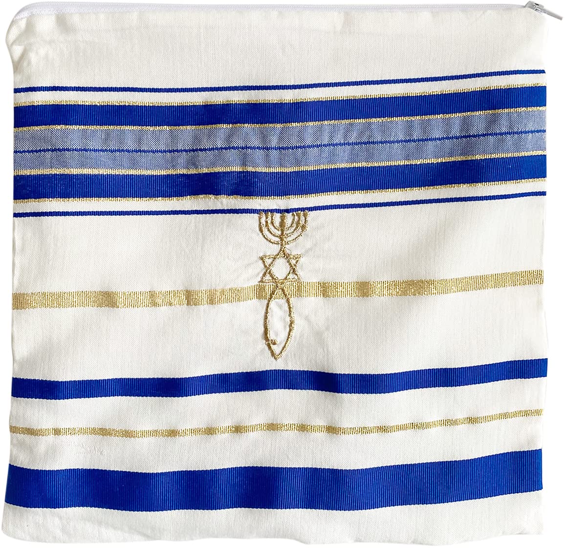 Holy Land Market New Covenant Prayer Shawl with Bag, Card & Tallit Brochure, Soft Fabric, 72x22 Inches for Women and Men