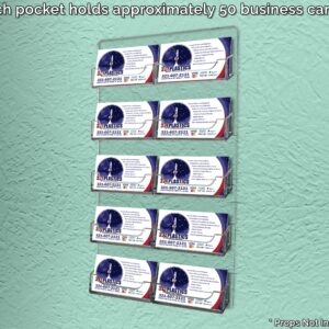 Marketing Holders Hanging Business Card Holder 10 Pocket with Hardware for 3.5" x 2" Contact Info Cards Multi Slot Space Saving Rack Wall Mount Organizer Clear Acrylic Display