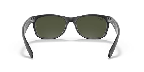 Ray-Ban RB2132 New Wayfarer Square Sunglasses, Rubber Black/G-15 Green, 58 mm