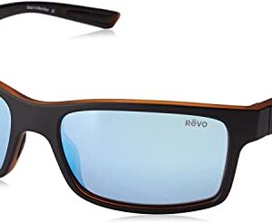 Revo Sunglasses Crawler: Polarized Lens with Performance Rectangle Wrap Frame, Matte Black Tortoise Frame with Blue Water Lens