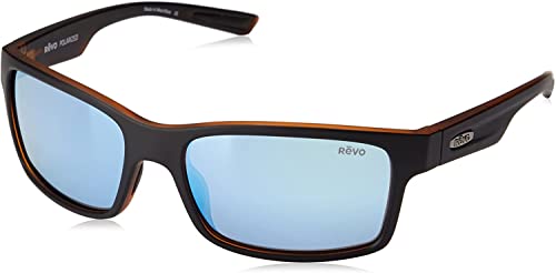 Revo Sunglasses Crawler: Polarized Lens with Performance Rectangle Wrap Frame, Matte Black Tortoise Frame with Blue Water Lens