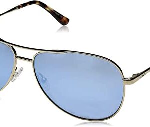 Revo Relay: Polarized Filter UV, Womens Small Metal Rim Aviator Sunglasses, Gold Frame with Blue Water Lens, RE 1014