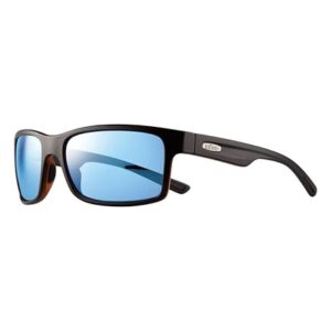 Revo Sunglasses Crawler: Polarized Lens with Performance Rectangle Wrap Frame, Matte Black Tortoise Frame with Blue Water Lens