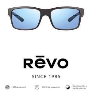 Revo Sunglasses Crawler: Polarized Lens with Performance Rectangle Wrap Frame, Matte Black Tortoise Frame with Blue Water Lens