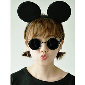 CHuangQi Mouse Ears Headband, Solid Black (Set of 12)