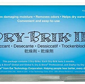 Dry-Brik® II Desiccant Blocks - 3 Blocks (1 Pack of 3 Blocks)| Replacement Moisture Absorbing Block for the Global II and Zephyr by Dry & Store | Hearing Device Dehumidifiers