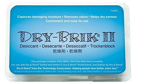 Dry-Brik® II Desiccant Blocks - 3 Blocks (1 Pack of 3 Blocks)| Replacement Moisture Absorbing Block for the Global II and Zephyr by Dry & Store | Hearing Device Dehumidifiers