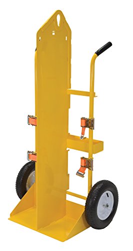 Vestil CYL-EH Steel Torch Cart-Lift Eye with Pneumatic Wheels 23 in. x 34-1/2 in. x 66-3/8 in. 500 Lb. Capacity Yellow