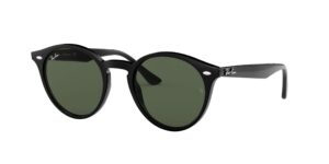 ray-ban rb2180 round sunglasses, black/dark green, 51 mm