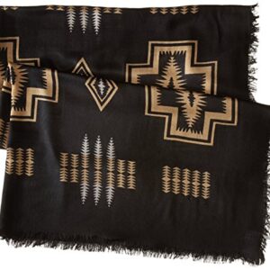 Pendleton Women's Oversize Featherweight Wool Scarf, Harding Black, One Size