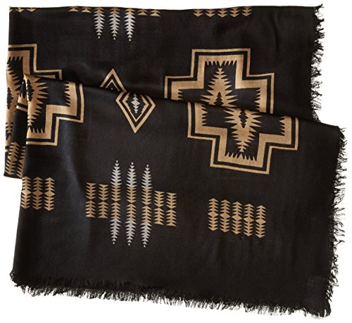 Pendleton Women's Oversize Featherweight Wool Scarf, Harding Black, One Size