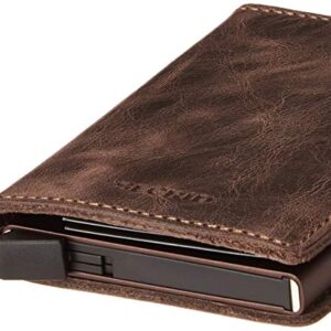 Secrid - Slim Wallet Genuine Vintage Leather RFID Safe Card Case for max 12 Cards (Chocolate) (Chocolate)