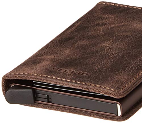 Secrid - Slim Wallet Genuine Vintage Leather RFID Safe Card Case for max 12 Cards (Chocolate) (Chocolate)