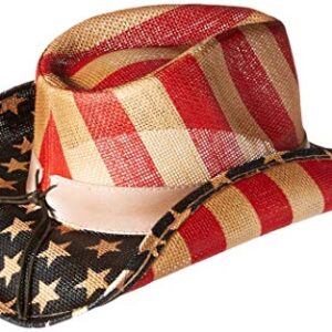 Gold Coast Sunwear 100534607 American Flag Cowboy Hat, White