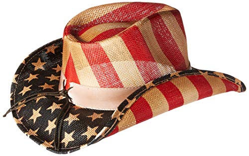 Gold Coast Sunwear 100534607 American Flag Cowboy Hat, White