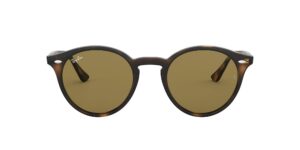 ray-ban rb2180 round sunglasses, light havana/dark brown, 51 mm