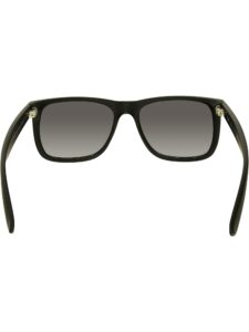 ray ban rb4165 justin rectangular sunglasses, rubber black/gradient grey, 55 mm