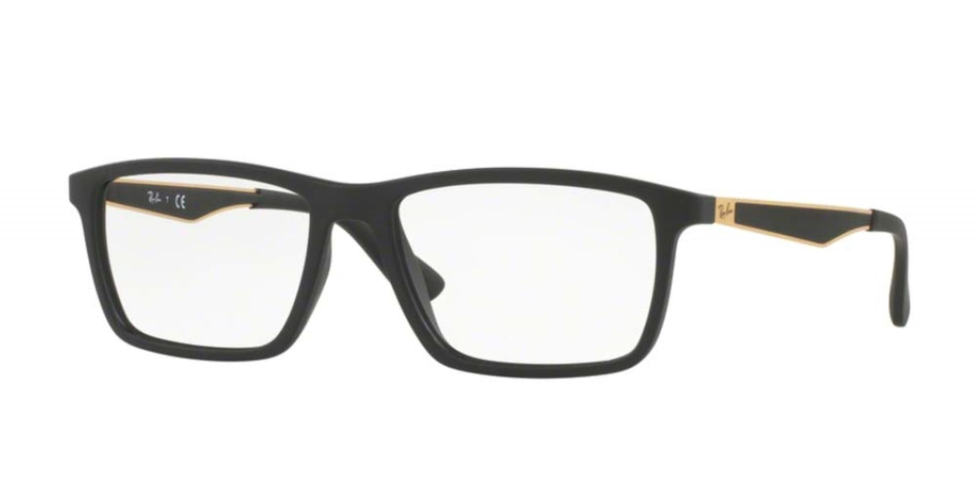 Ray-Ban RX7056 Square Prescription Eyeglass Frames, Matte Black/Demo Lens, 55 mm