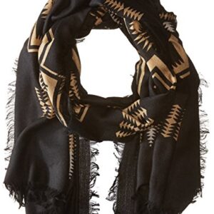 Pendleton Women's Oversize Featherweight Wool Scarf, Harding Black, One Size