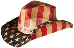 gold coast sunwear 100534607 american flag cowboy hat, white