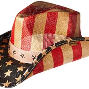 Gold Coast Sunwear 100534607 American Flag Cowboy Hat, White