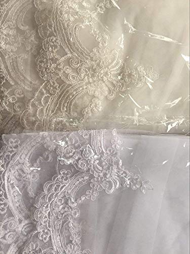 MisShow Ivory Lace Edge Cathedral Length Wedding Bridal Veil with Comb