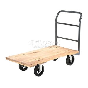 global industrial platform truck w/hardwood deck, 48 x 24, 2400 lb. capacity, 8" rubber casters