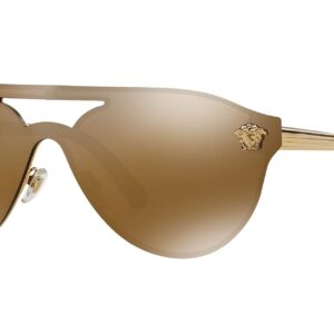 Versace Woman Sunglasses Gold Frame, Brown Mirror Bronze Lenses, 0MM