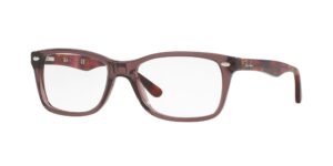 ray-ban rx5228 square prescription eyeglass frames, opal brown/demo lens, 55 mm