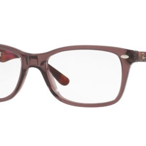 Ray-Ban RX5228 Square Prescription Eyeglass Frames, Opal Brown/Demo Lens, 55 mm