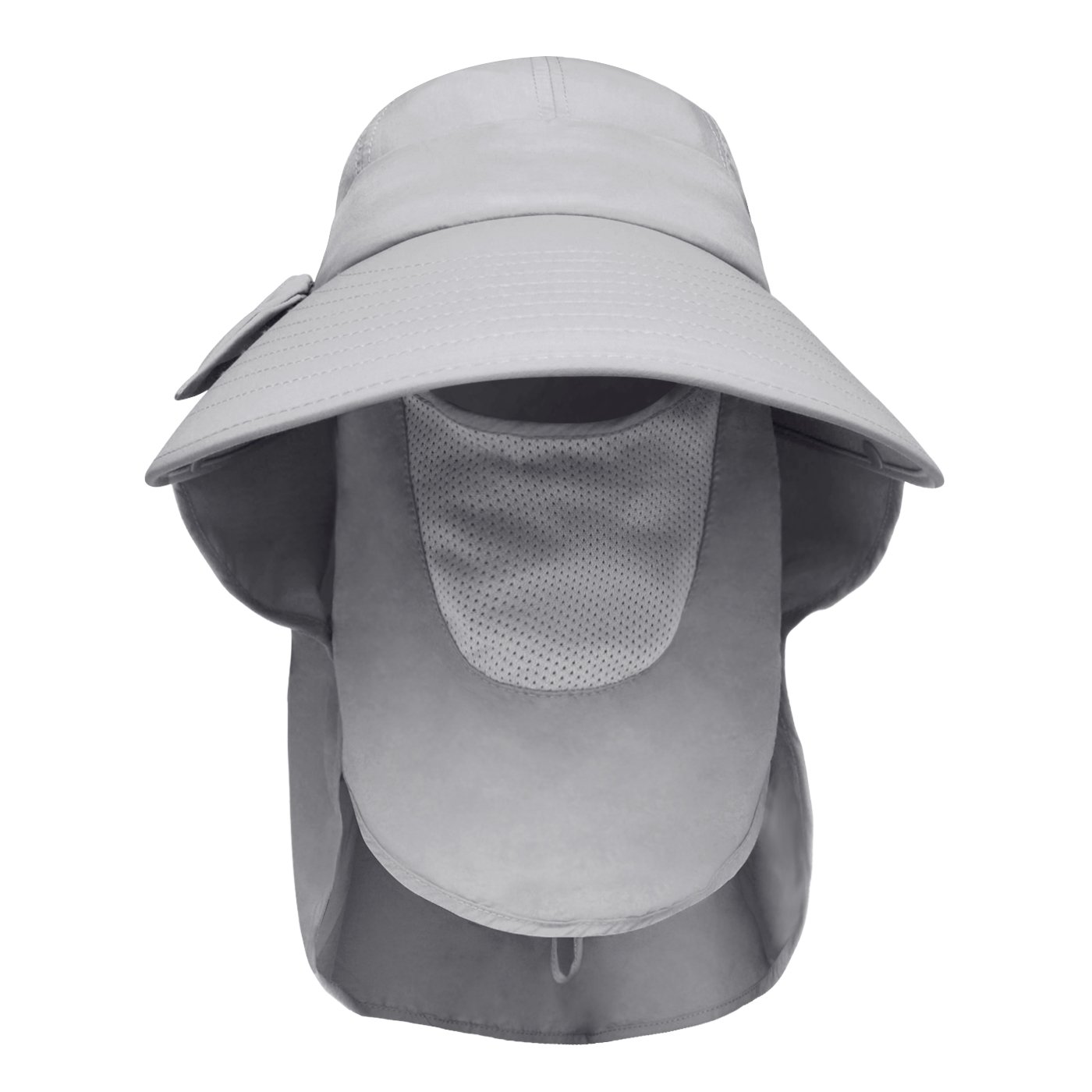 lenikis Women's UPF+50 Sun Visor Detachable Flap Hat Foldable Wide Brimmed UV Protection Hats Grey