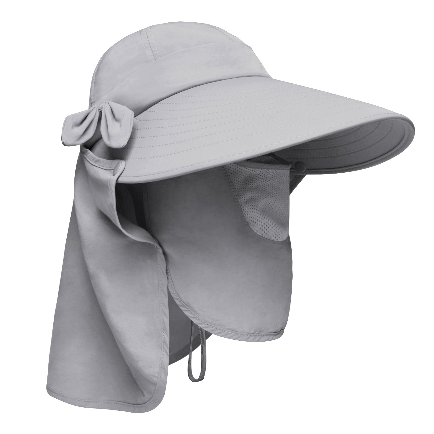 lenikis Women's UPF+50 Sun Visor Detachable Flap Hat Foldable Wide Brimmed UV Protection Hats Grey