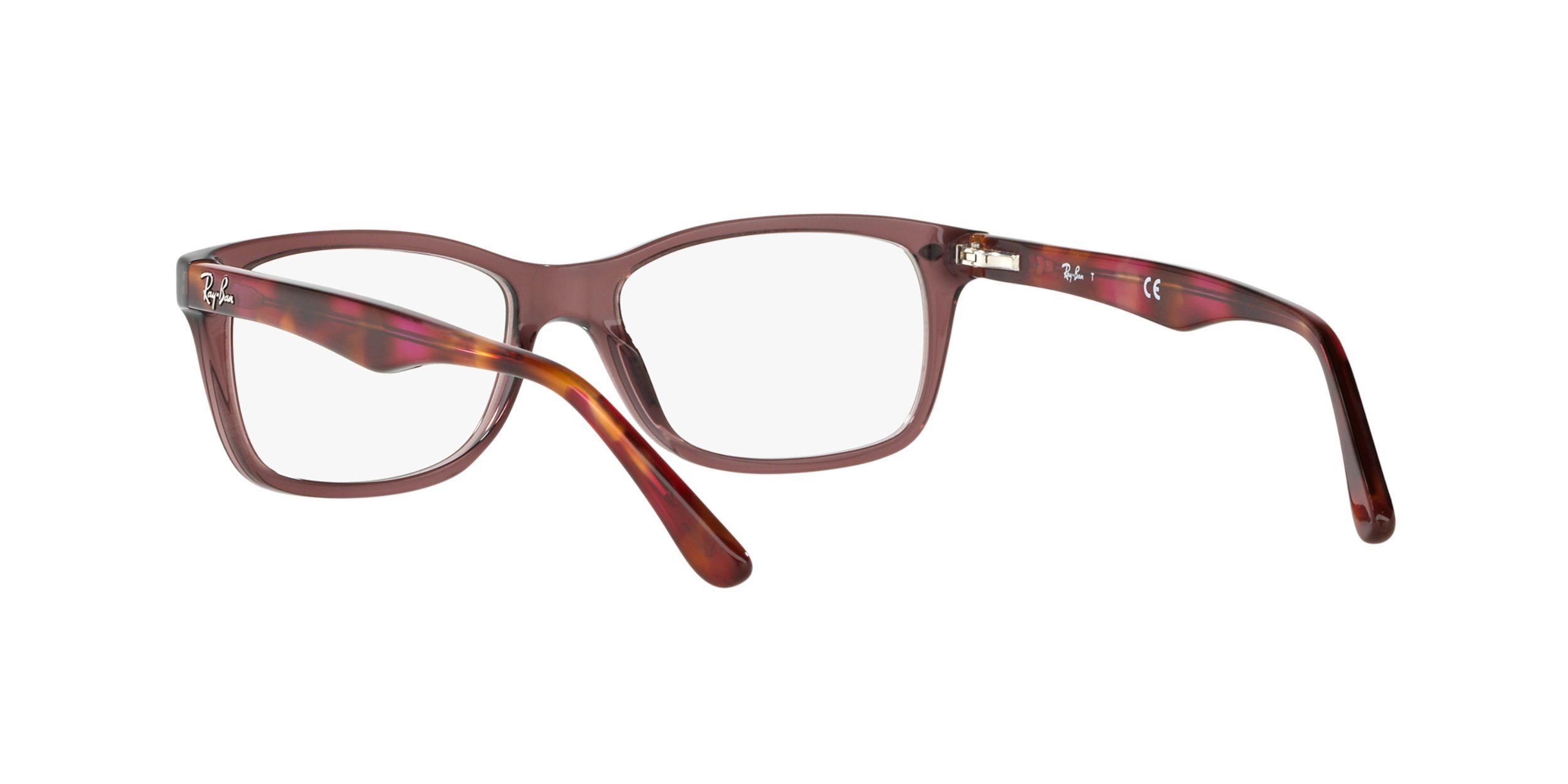 Ray-Ban RX5228 Square Prescription Eyeglass Frames, Opal Brown/Demo Lens, 55 mm