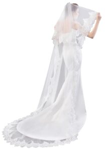 elliehouse chapel length 2 tier sequin lace wedding bridal veil for bride white