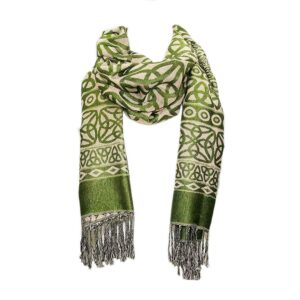 ladies celtic heritage scarf, ancient celtic style design, moss green