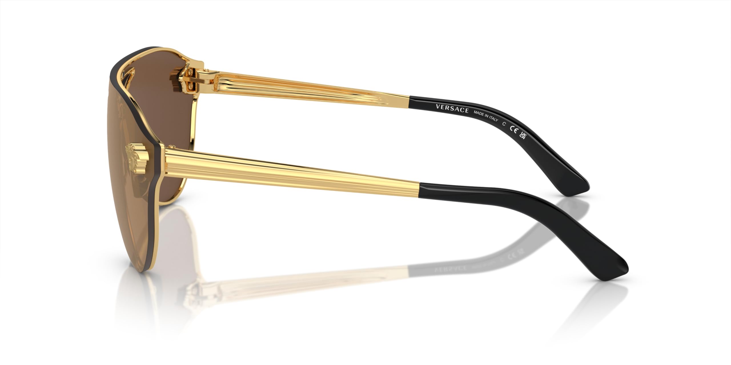 Versace Woman Sunglasses Gold Frame, Brown Mirror Bronze Lenses, 0MM