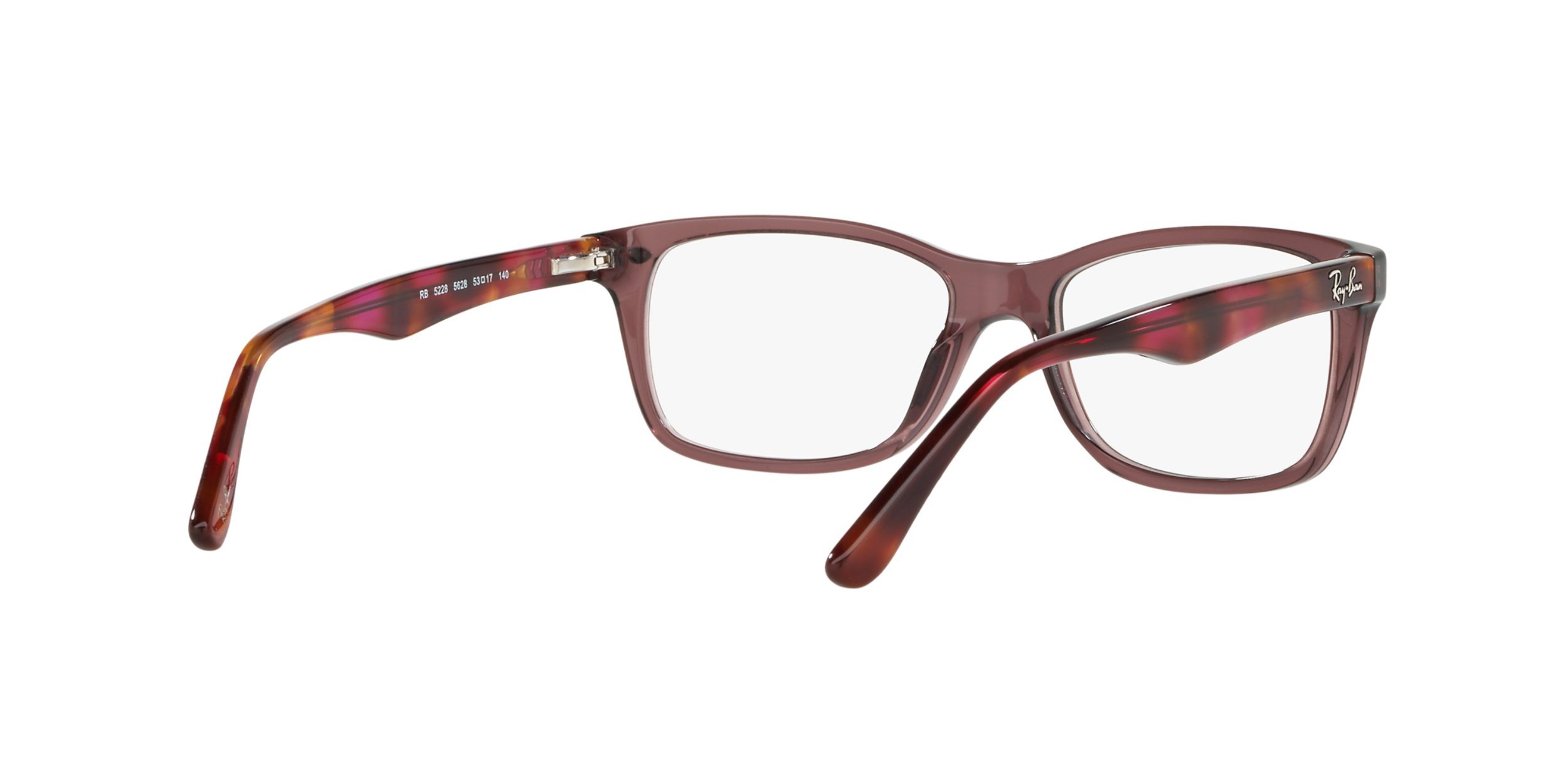 Ray-Ban RX5228 Square Prescription Eyeglass Frames, Opal Brown/Demo Lens, 55 mm