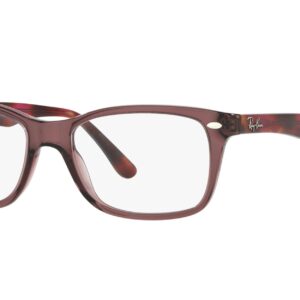 Ray-Ban RX5228 Square Prescription Eyeglass Frames, Opal Brown/Demo Lens, 55 mm