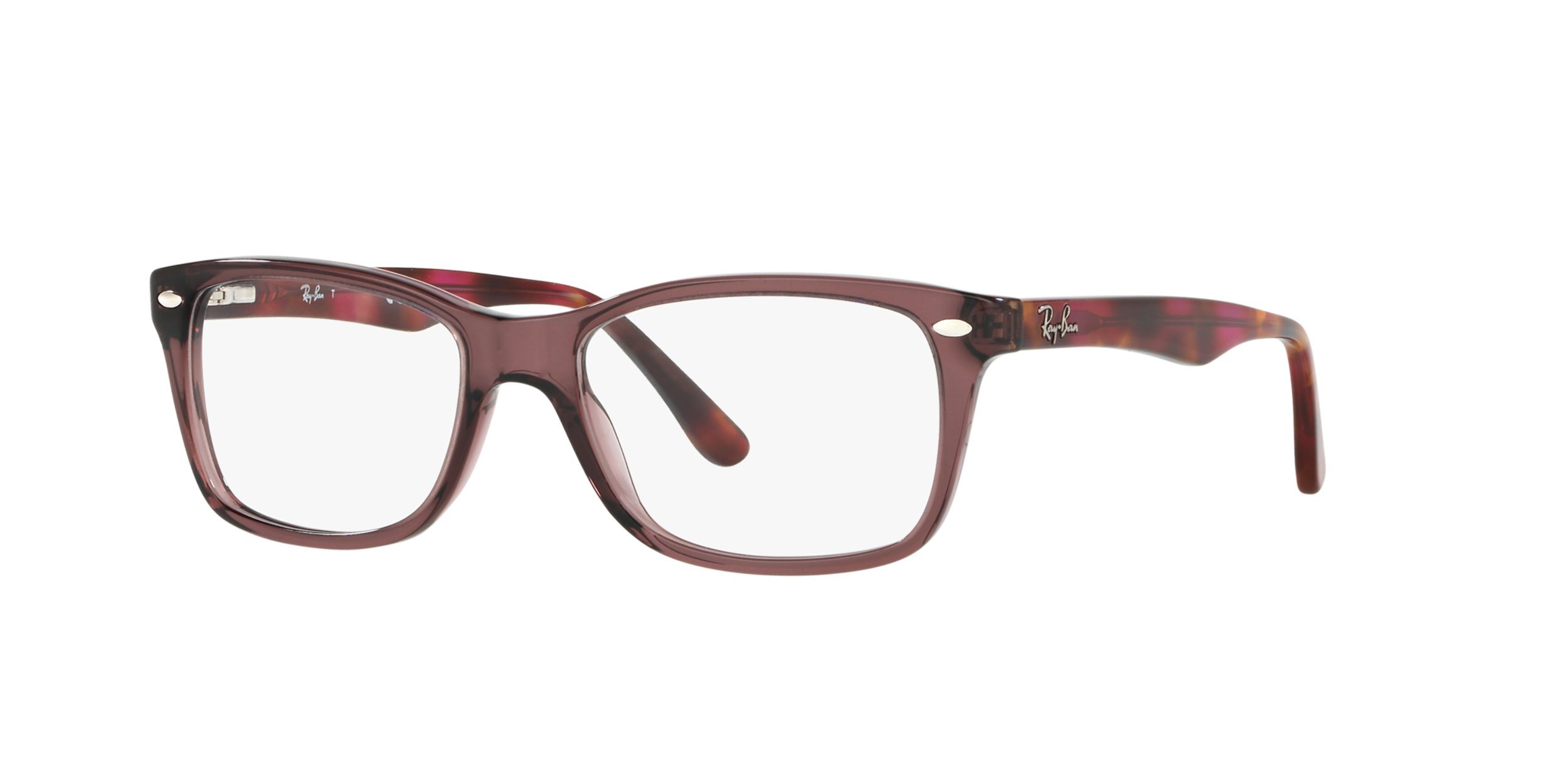 Ray-Ban RX5228 Square Prescription Eyeglass Frames, Opal Brown/Demo Lens, 55 mm