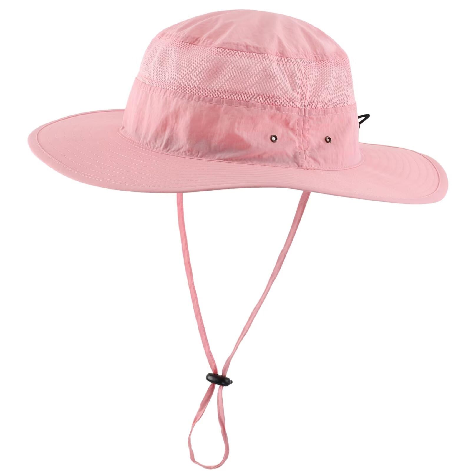 Home Prefer Womens Sun Hat Lightweight Mesh Bucket Hat UPF50+ Wide Brim Sun Protection Caps Pink