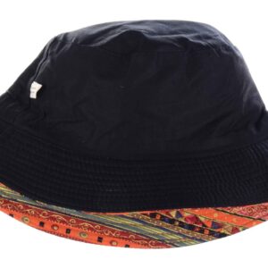 BYOS Fashion Cotton Unisex Summer Printed Bucket Sun Hat Cap, Various Patterns Available (Hippie Patch Multi Red)