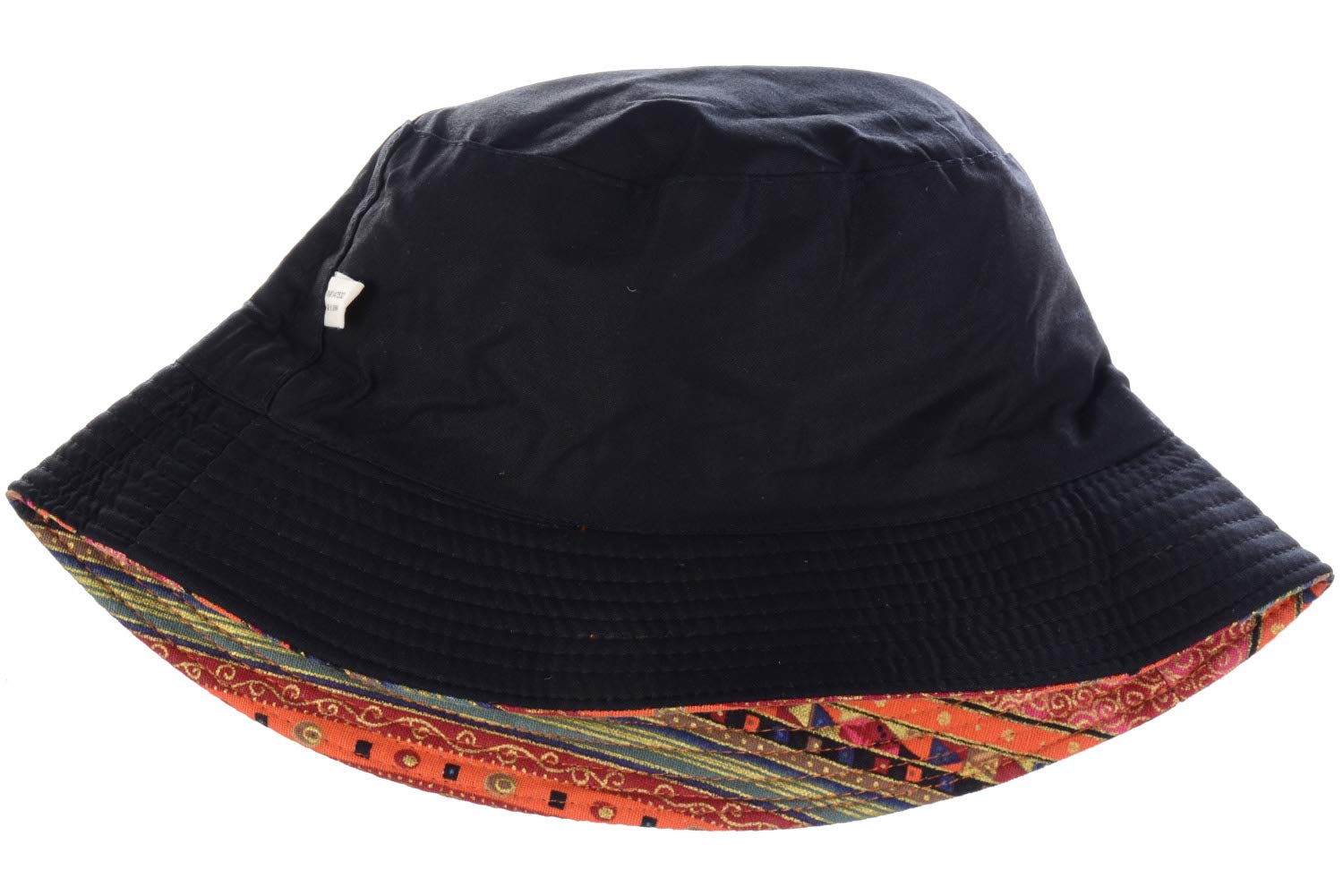 BYOS Fashion Cotton Unisex Summer Printed Bucket Sun Hat Cap, Various Patterns Available (Hippie Patch Multi Red)