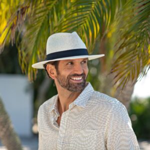 Panama Jack Original Matte Toyo Straw Men's Sun Safari Hat (Ivory, Small/Medium)