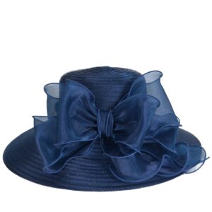 HISSHE Lightweight Kentucky Derby Church Dress Wedding Hat #S052, S062-navy, Medium