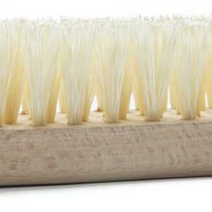 Konex Stiff Bristle Brush - Heavy Duty Scrub Brush with Old-Fashioned Light Wood Design, Curved for Bathtubs, Wall and Floor Tiles - Wooden Scrub Brush for Grime and Mildew Removal (S-Shaped)